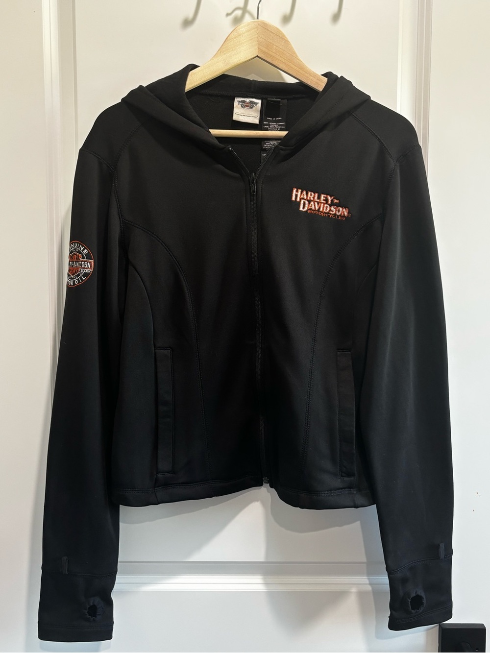 Harley-Davidson Women's Black Hooded Zip Liner Jacket